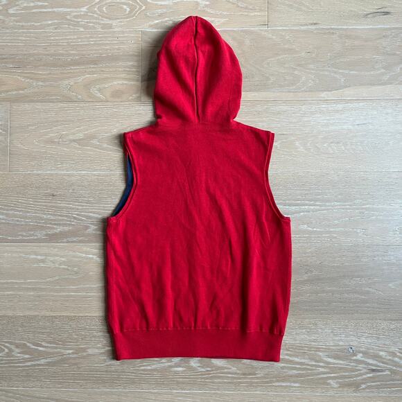 Pendleton Women's Reversible Hooded Vest Red Navy Full Zip Medium - Picture 2 of 6